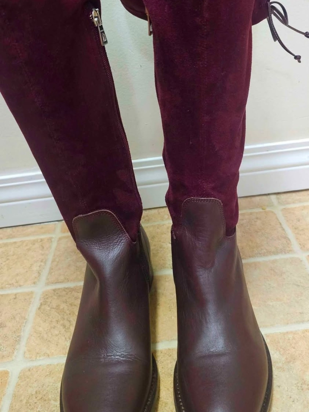 RUDSAK Women’s Over-the-Knee Boots in Burgundy Leather & Suede